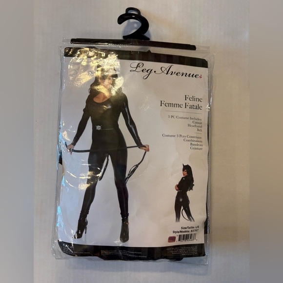 Feline Cat Femme Fatal black 3-pc women’s Halloween costume size large - Picture 4 of 10